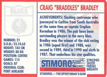 1991 Scanlens Stimorol #80 Craig Bradley Back